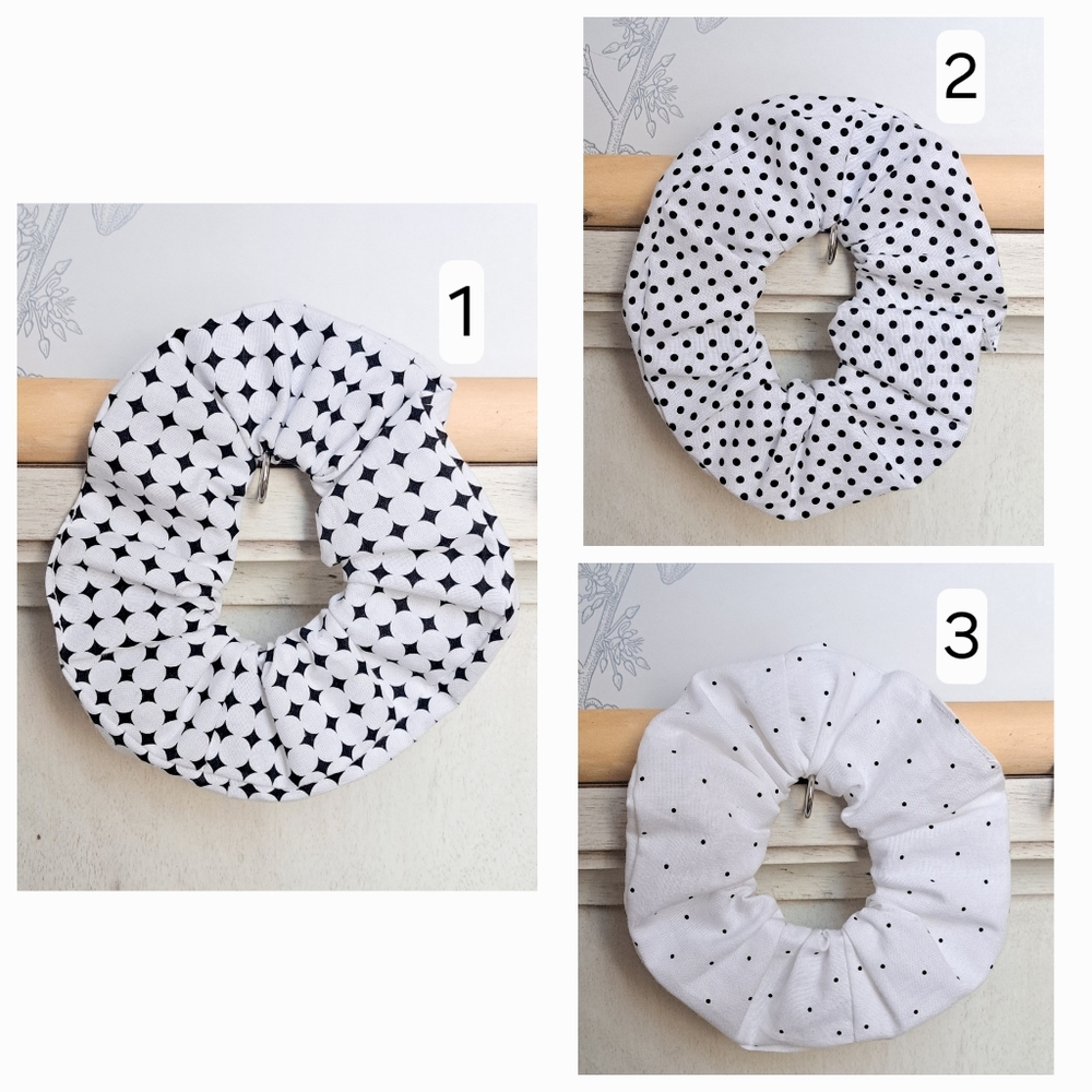 Black and White Patterned Hair Scrunchie Set